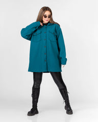 Buttoned wool shirt women