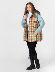 Checkered jacket with zipper