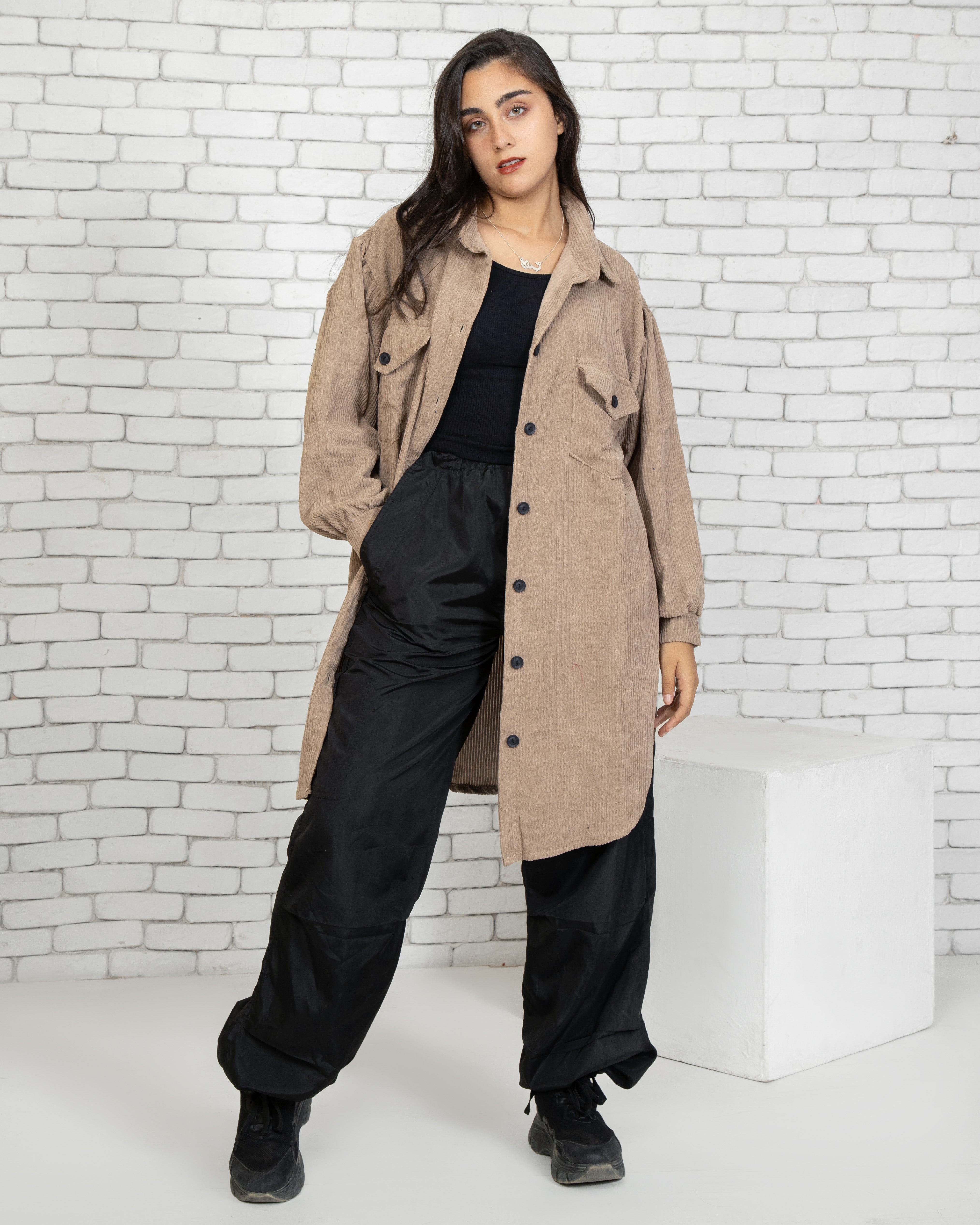 ribbed shirt with pockets
