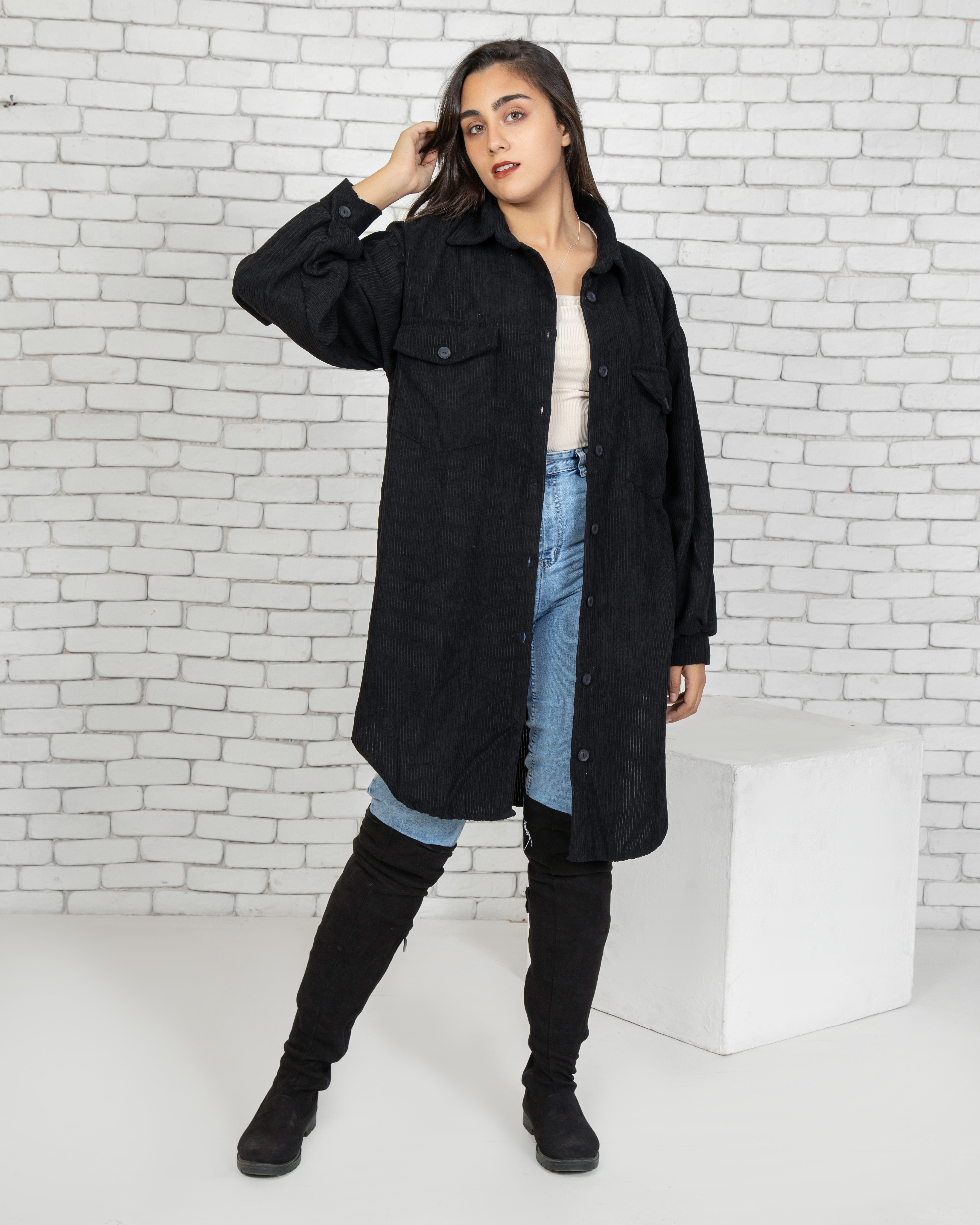 ribbed shirt with pockets