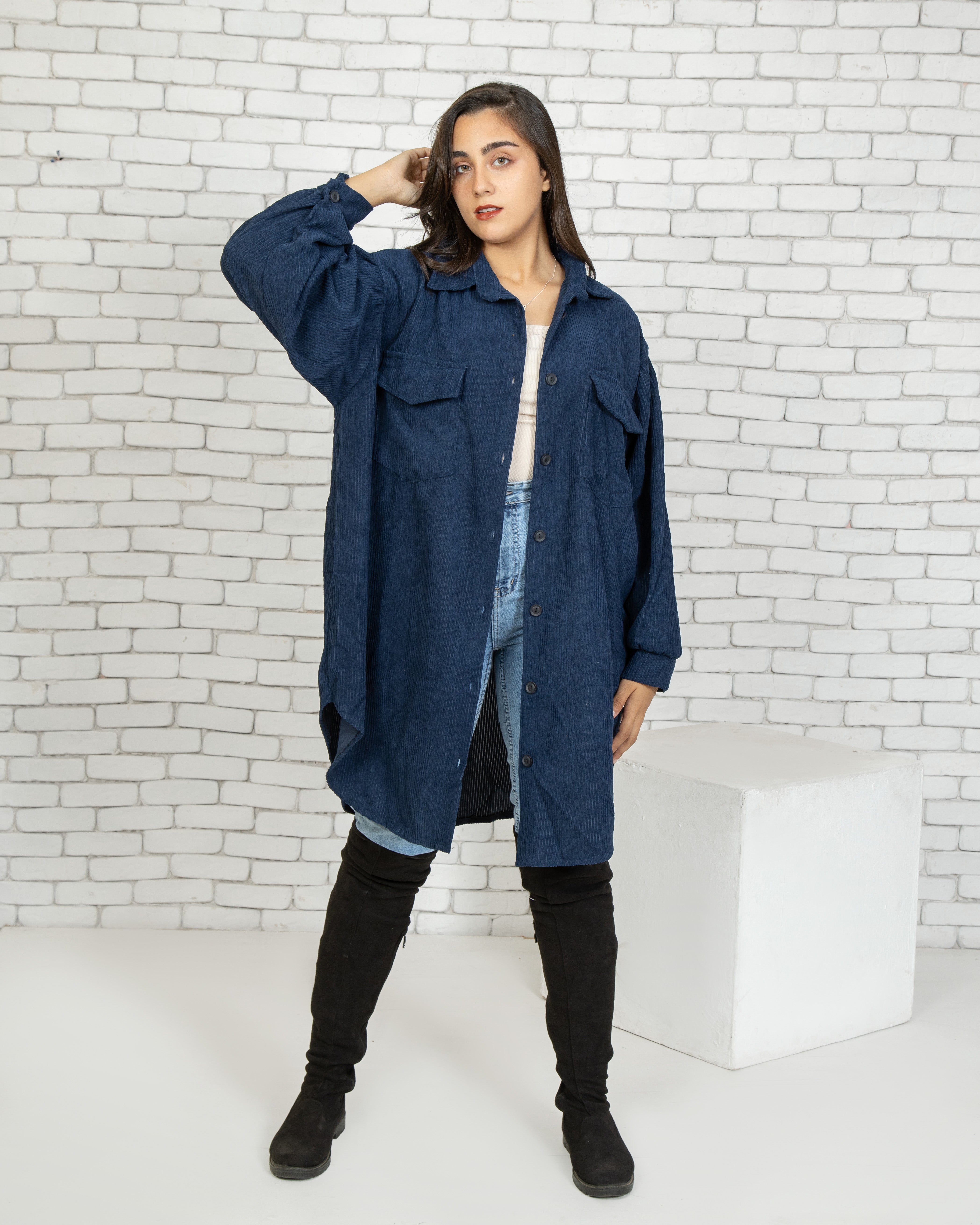 ribbed shirt with pockets