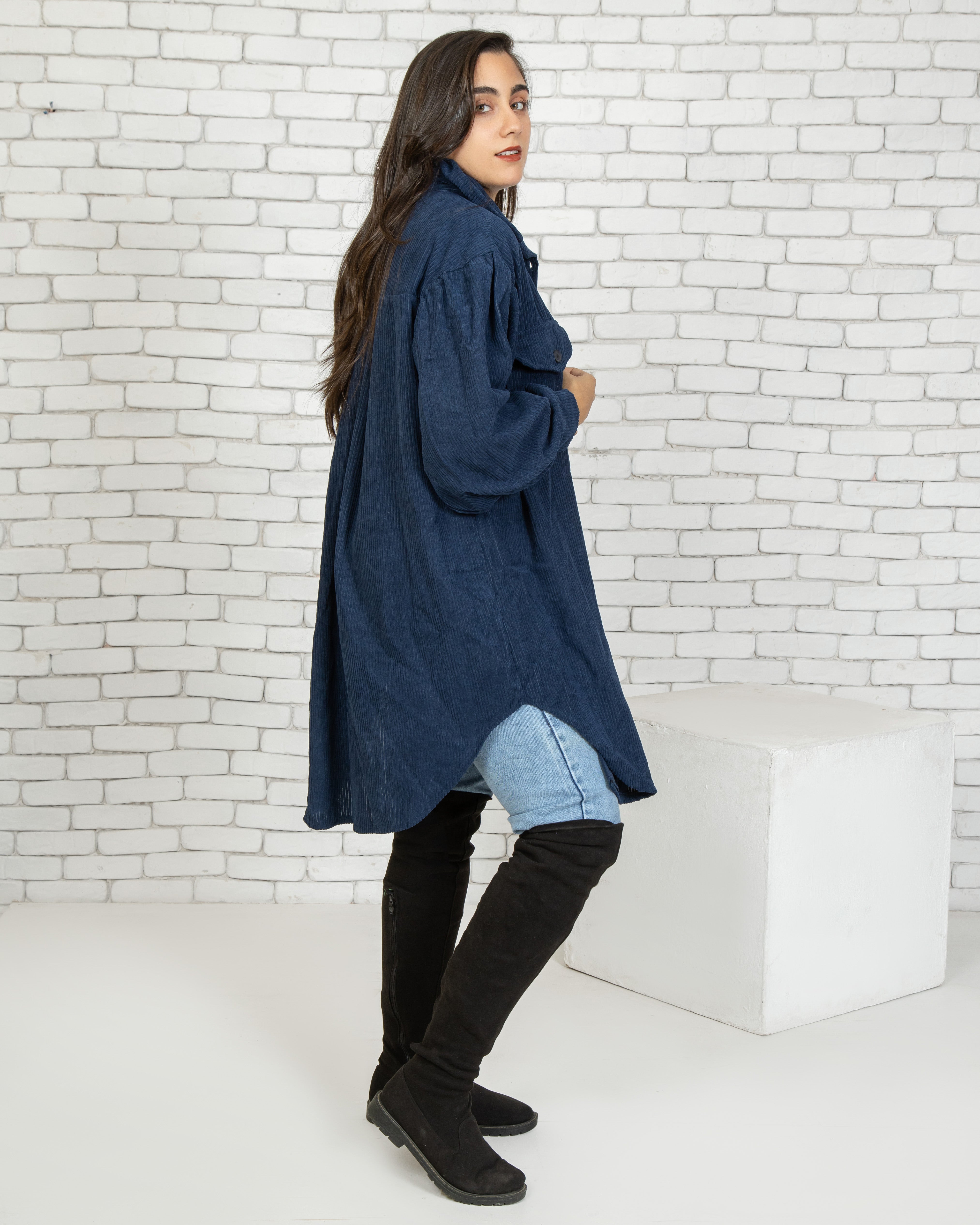 ribbed shirt with pockets