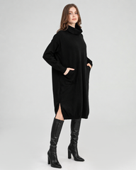 بيزك دريس بجيوب - فستان شتوي فري سايز حتى 120 كيلو